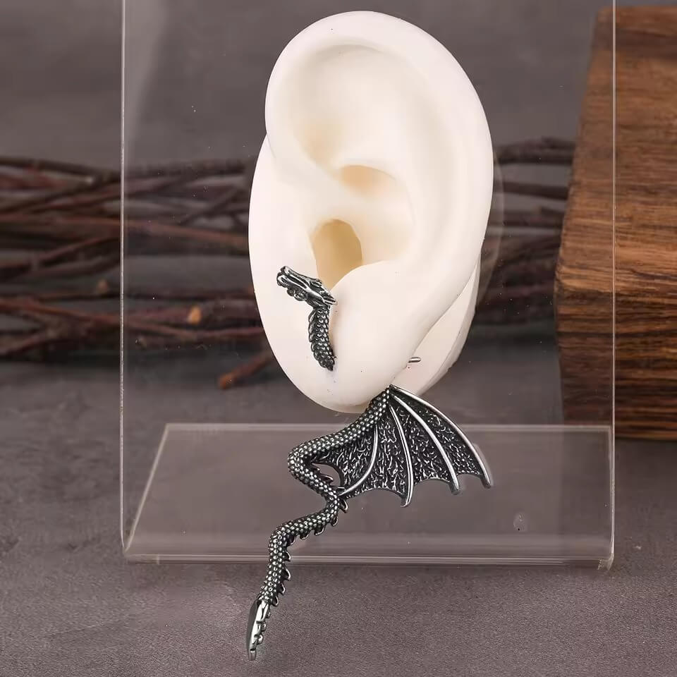 Viking Dragon Wing Earrings | Nordic Steel Jewelry