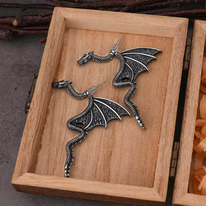 Viking Dragon Wing Earrings | Nordic Steel Jewelry