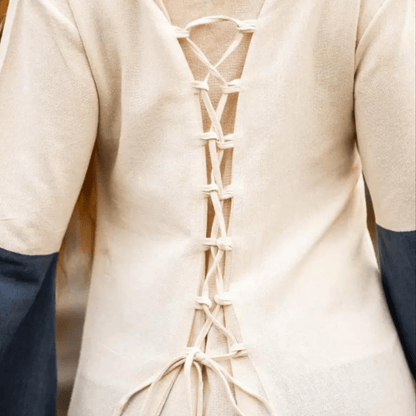 Viking Dress - Long Sleeves in Natural and Blue with Lacing-11-Viking Warrior