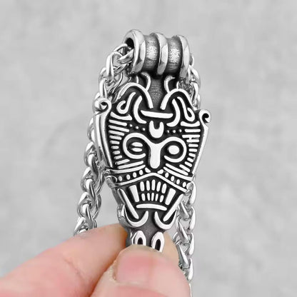 Viking Odin Mask Arrowhead Necklace