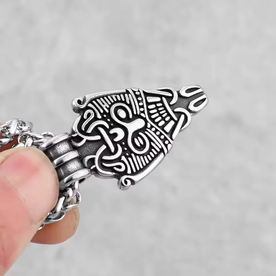 Viking Odin Mask Arrowhead Necklace