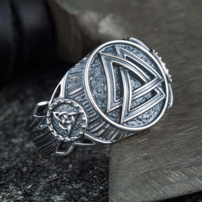 Viking Odin's Knot Valknut Ring Sterling Silver