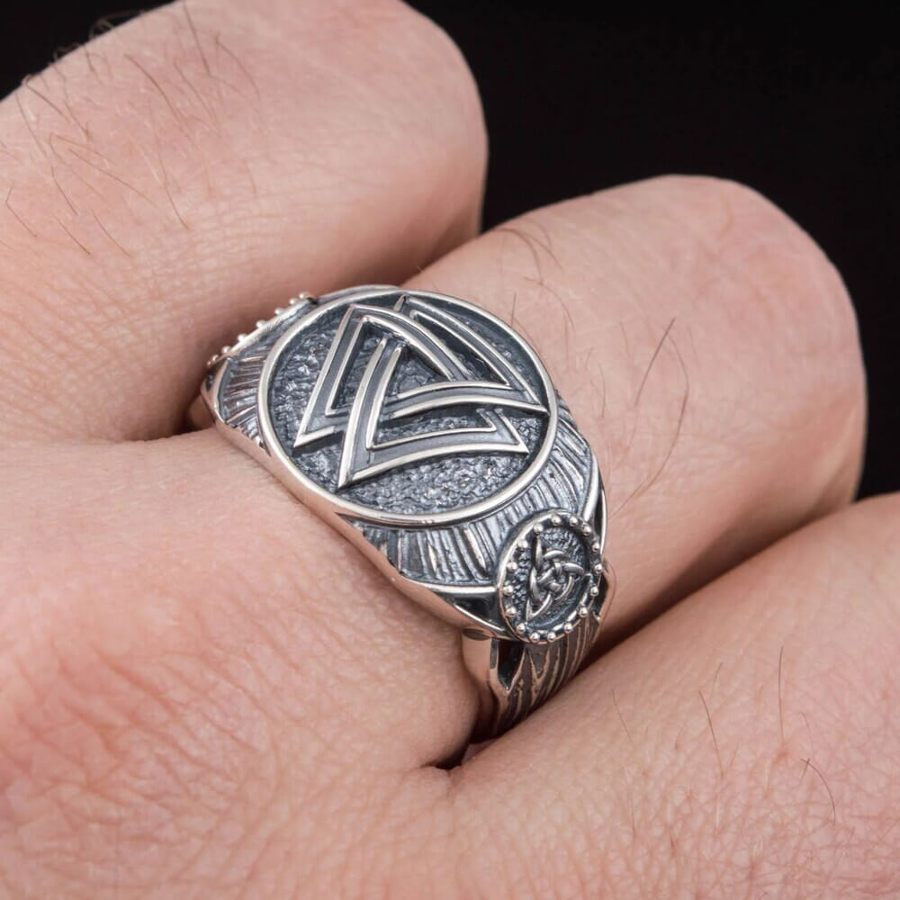Viking Odin's Knot Valknut Ring Sterling Silver