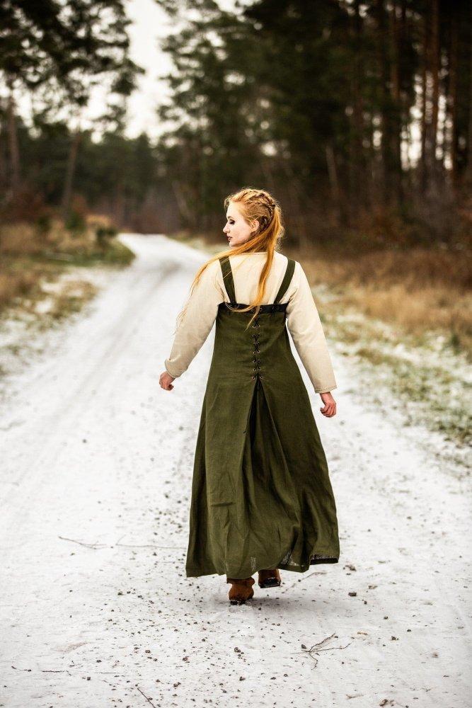 Viking Over Dress in Linen - Green-4-Viking Warrior