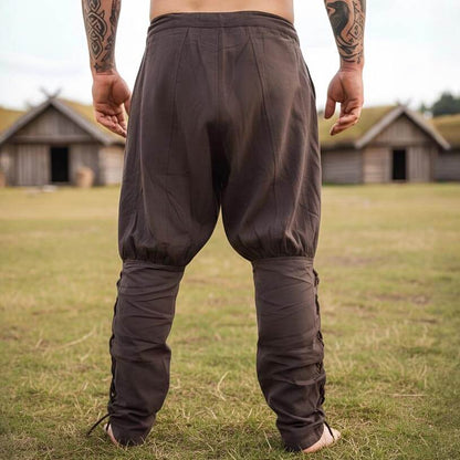 Viking Pants in Brown - Authentic Historic Style with Leg Lacing-Pants-Viking Warrior-G
