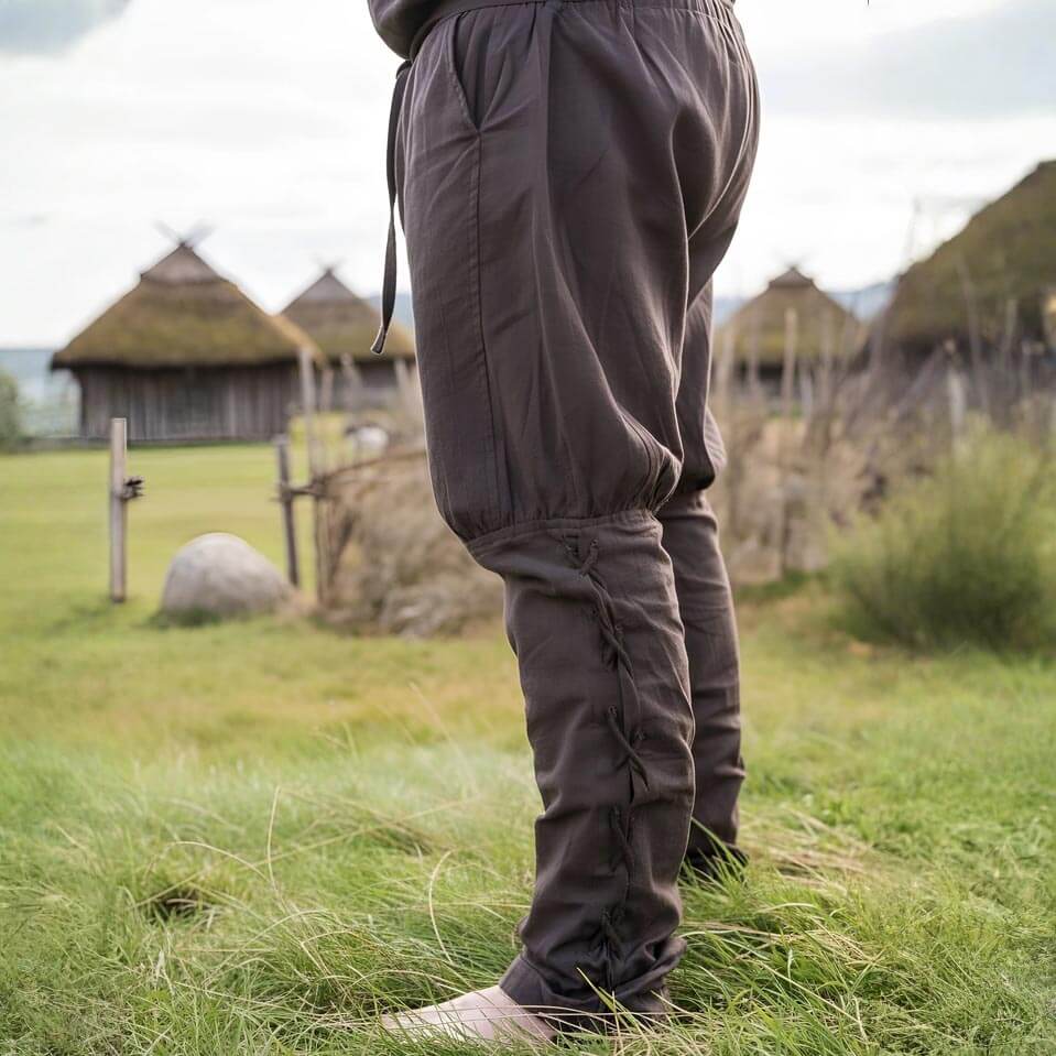 Viking Pants in Brown - Authentic Historic Style with Leg Lacing-Pants-Viking Warrior-G