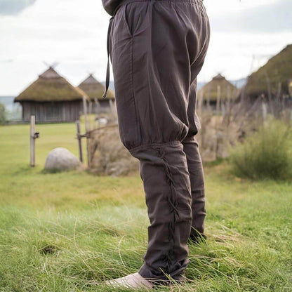 Viking Pants in Brown - Authentic Historic Style with Leg Lacing-Pants-Viking Warrior-G