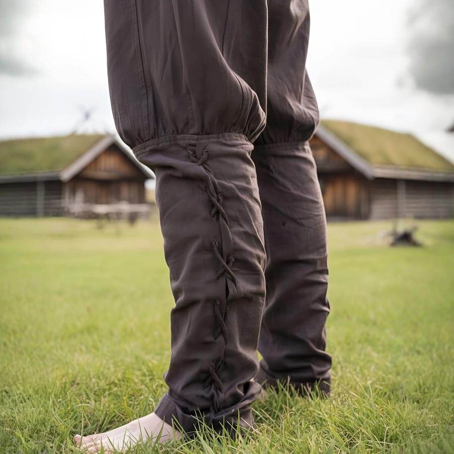 Viking Pants in Brown - Authentic Historic Style with Leg Lacing
