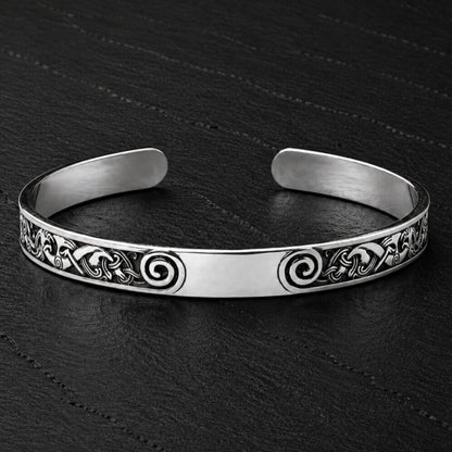 Viking Sterling Silver Cuff Bracelet | Celtic Spiral Knotwork