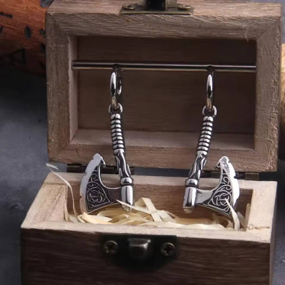 Viking Triquetra Axe Drop Earrings
