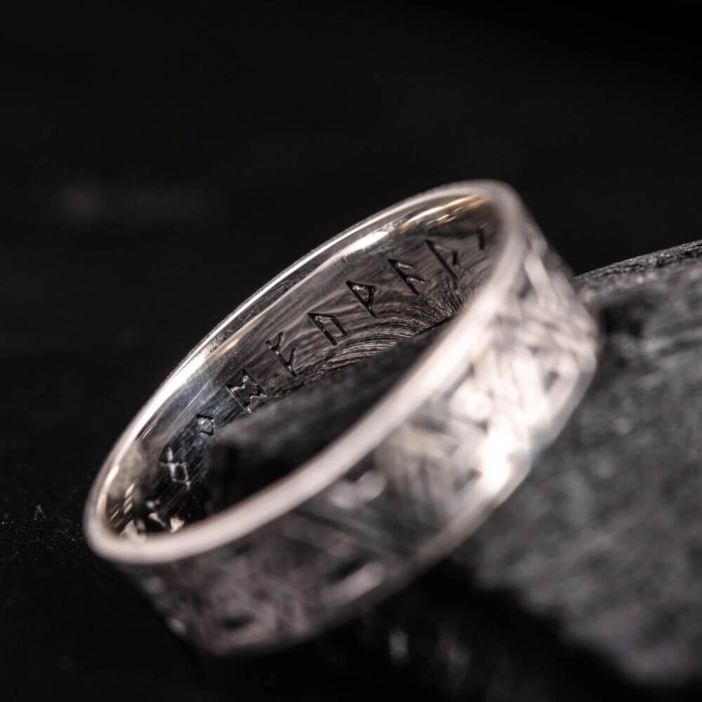 Viking Valknut Pattern Silver Band Ring