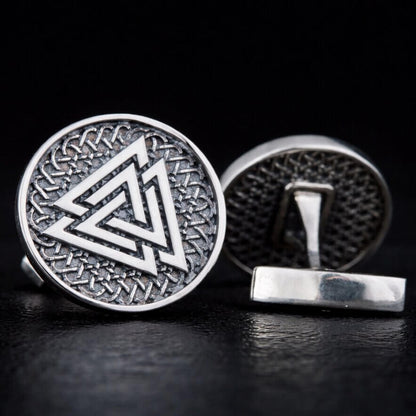 Viking Valknut Silver Cufflinks