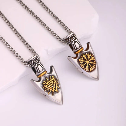 Viking Valknut Vegvisir Arrowhead Necklace