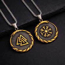 Viking Valknut Vegvisir Compass Necklace
