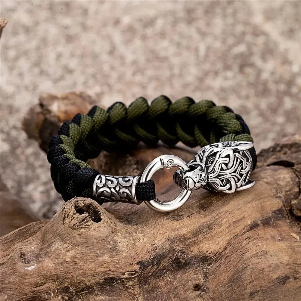 Viking Wolf Bracelet with Paracord Rope | Multiple Colors-13-Viking Warrior