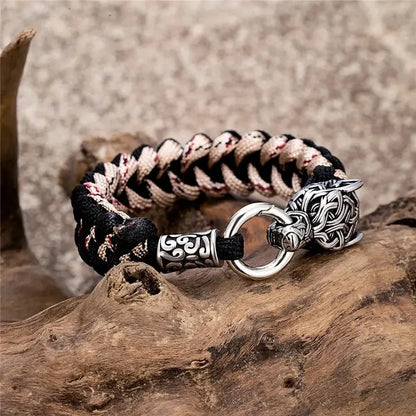Viking Wolf Bracelet with Paracord Rope | Multiple Colors-15-Viking Warrior