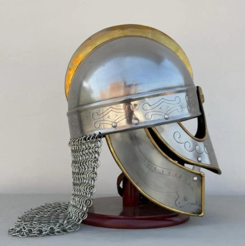Viking Wolf Helmet With Chainmail