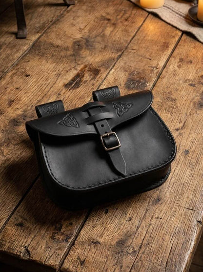 Black Viking Belt Bag | Handmade Leather