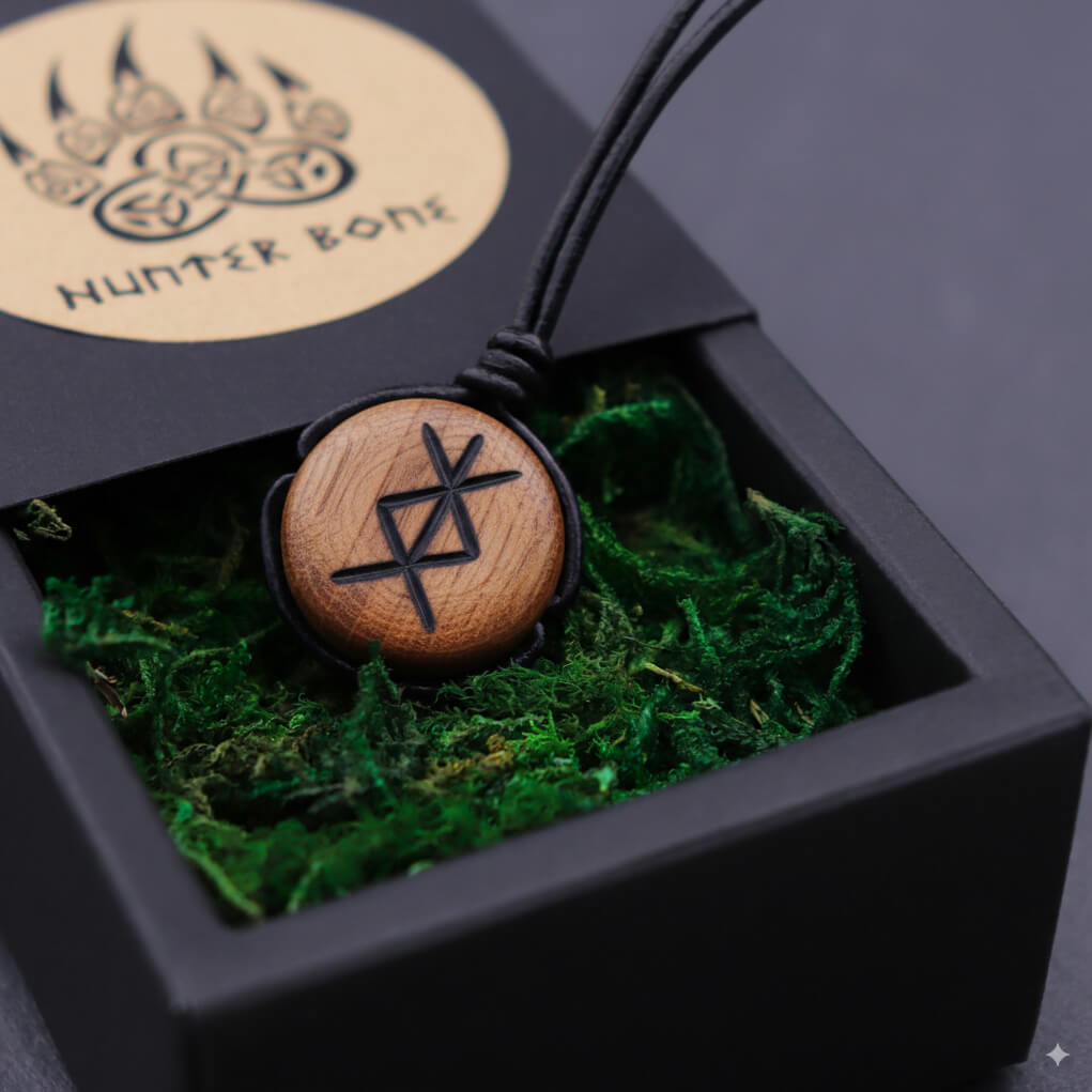 Protection Rune Necklace | Handmade Wooden Viking Pendant