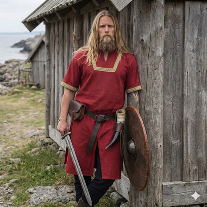 NEW ITEM - Viking Tunic - Red Short Sleeved Tunic