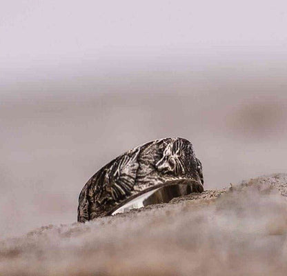 Wolf Ornament Ring Handmade Sterling Silver Norse Ring-2