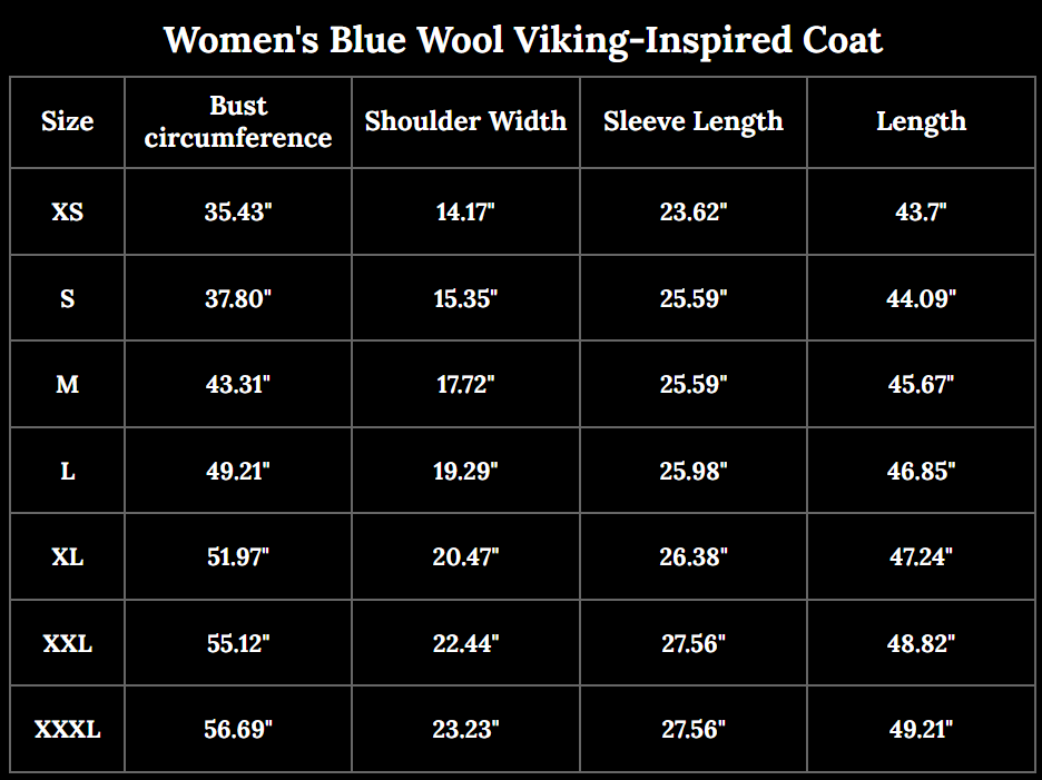 Women&#39;s Blue Wool Viking-Inspired Coat | Urnes Embroidery