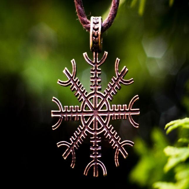 Aegishjalmur or Helm of Awe Symbol Bronze Pendant-2