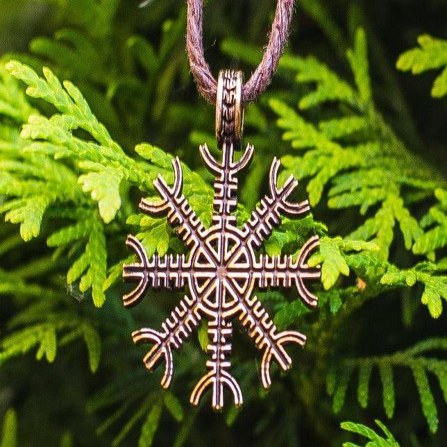 Aegishjalmur or Helm of Awe Symbol Bronze Pendant-3