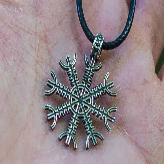 Aegishjalmur or Helm of Awe Symbol Sterling Silver Pendant-5