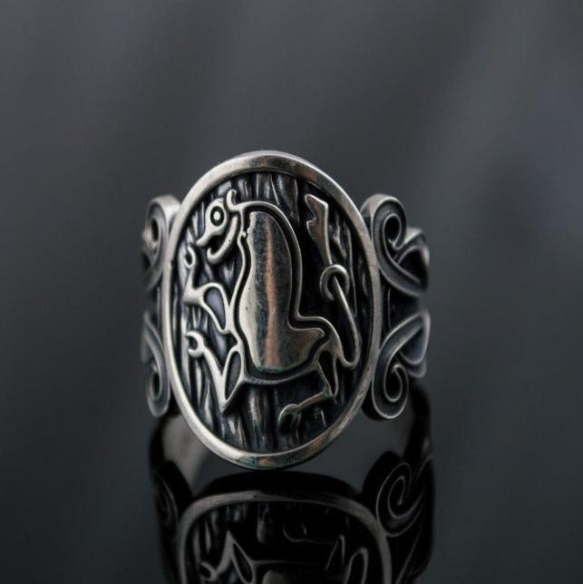 Animal Symbol with Viking Ornament Sterling Silver Norse Jewelry-1