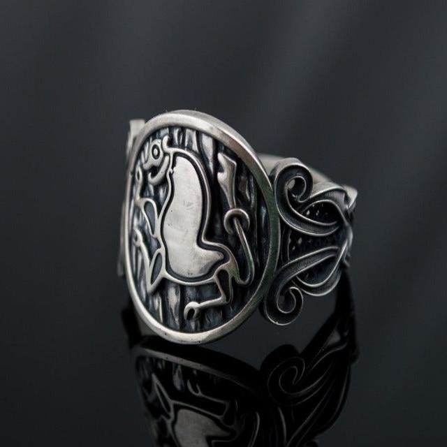 Animal Symbol with Viking Ornament Sterling Silver Norse Jewelry-2