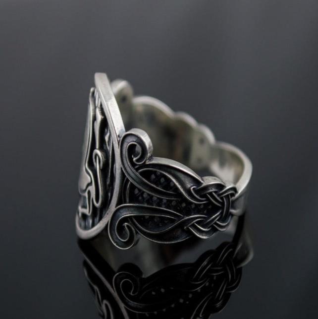 Animal Symbol with Viking Ornament Sterling Silver Norse Jewelry-3