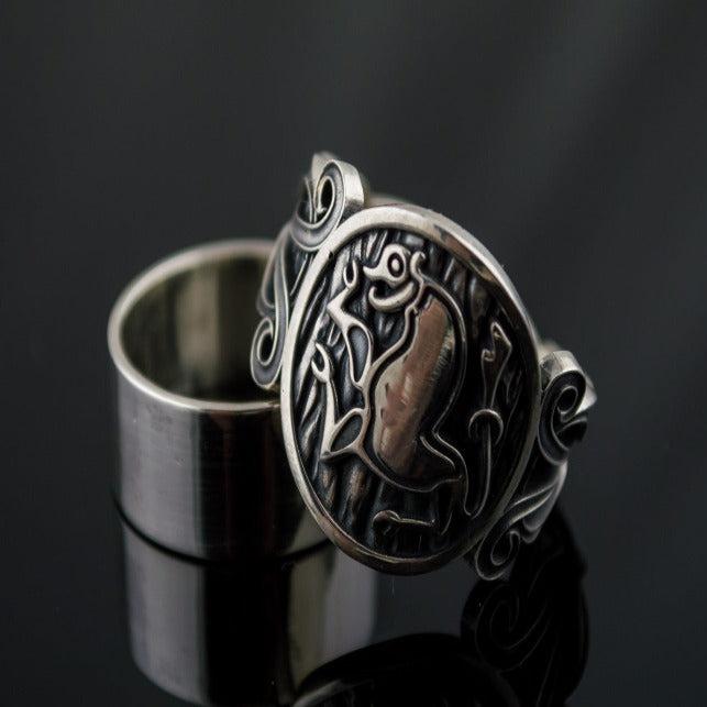 Animal Symbol with Viking Ornament Sterling Silver Norse Jewelry-5