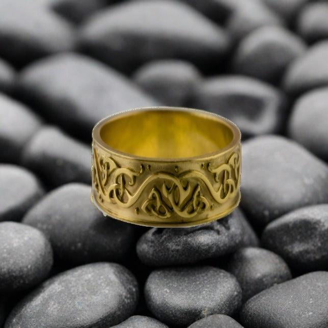 Beautiful Ornament Ring Gold Viking Jewelry-1