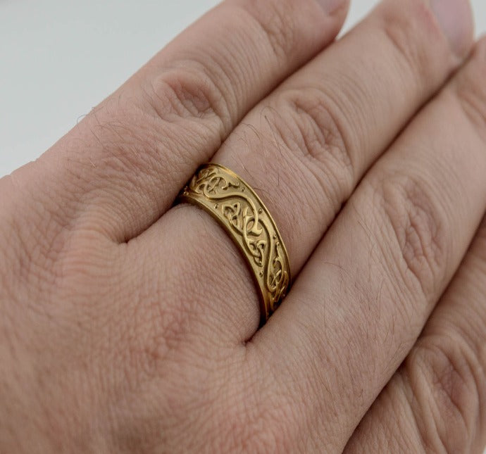 Beautiful Ornament Ring Gold Viking Jewelry-5