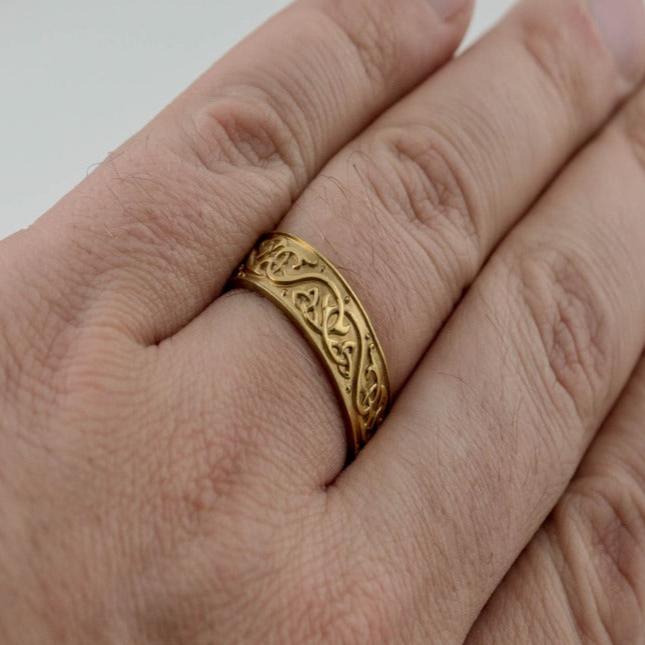 Beautiful Ornament Ring Gold Viking Jewelry-5