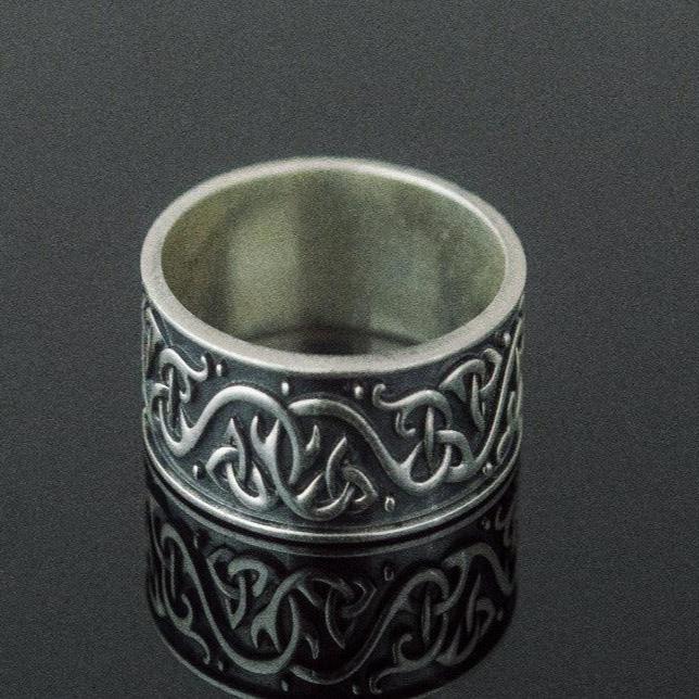 Beautiful Ornament Ring Sterling Silver Viking Jewelry-2
