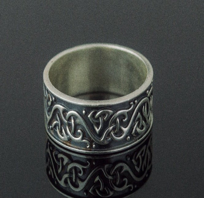 Beautiful Ornament Ring Sterling Silver Viking Jewelry-6