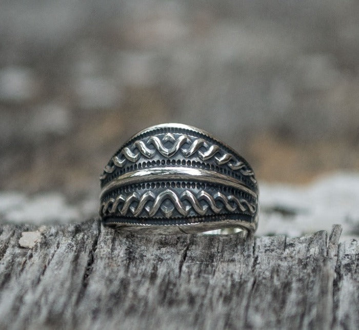 Beautiful Ring with Viking Ornament Sterling Silver Unique Jewelry-3