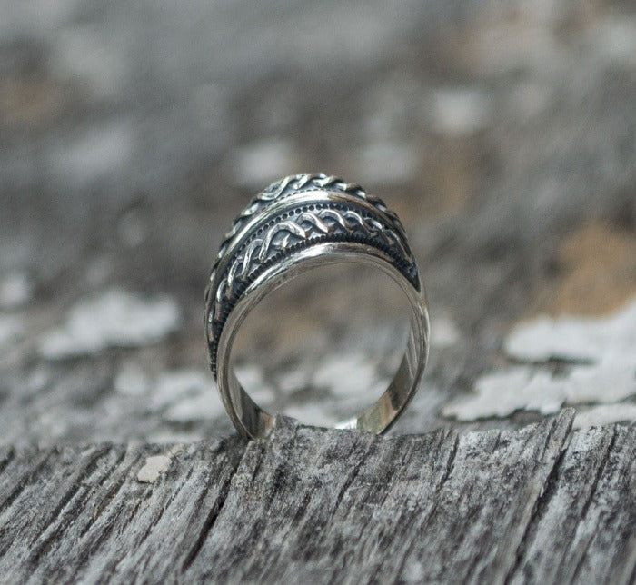 Beautiful Ring with Viking Ornament Sterling Silver Unique Jewelry-4
