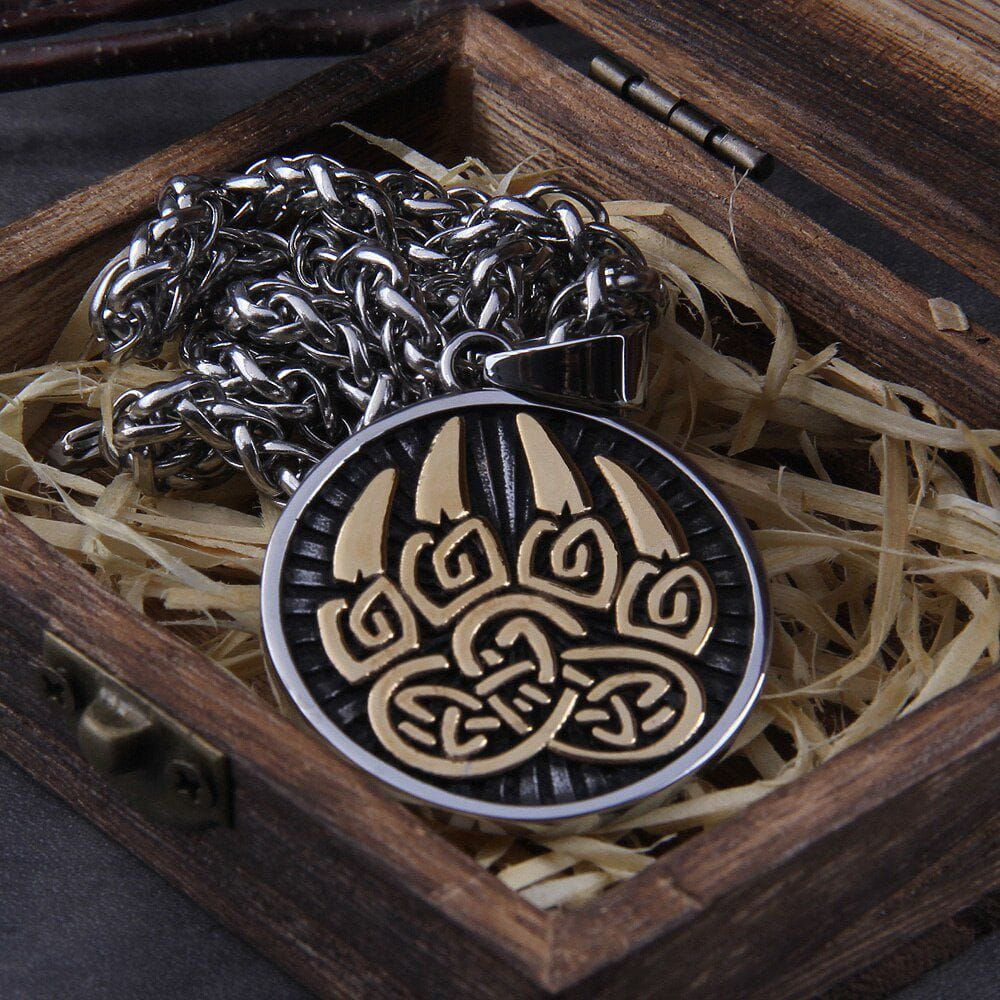 Berserker Bear Paw Knotwork Necklace