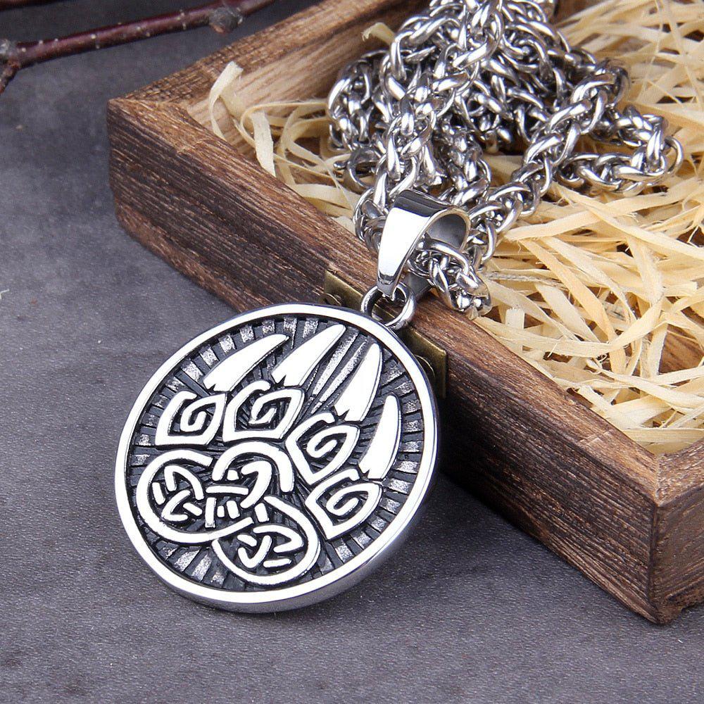 Berserker Bear Paw Knotwork Necklace