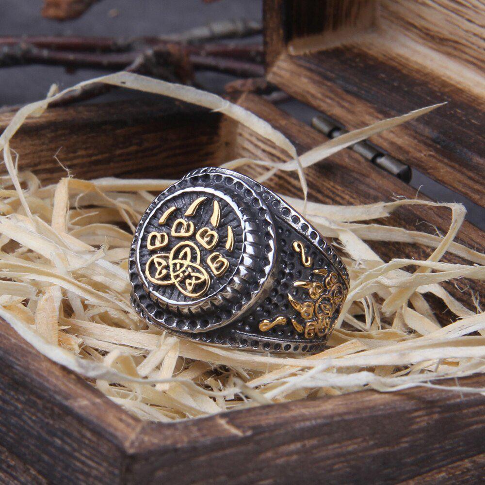 Berserker Bear Talisman Steel Ring