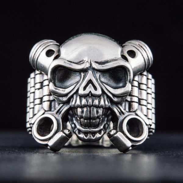 Biker Skull Ring Handmade Sterling SIlver Ring
