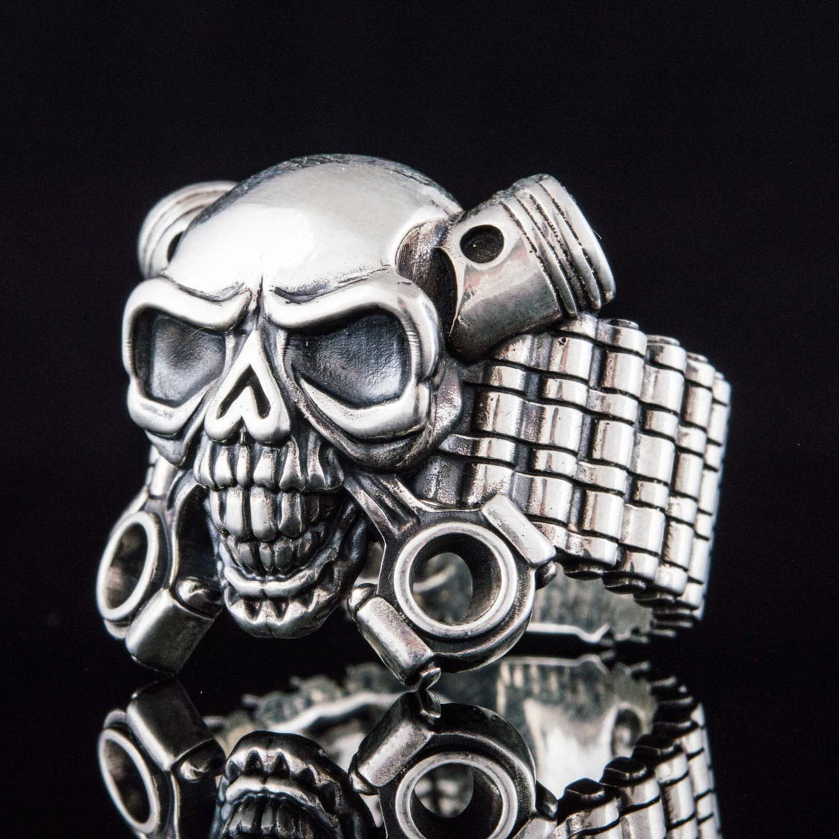 Biker Skull Ring Handmade Sterling SIlver Jewelry-6