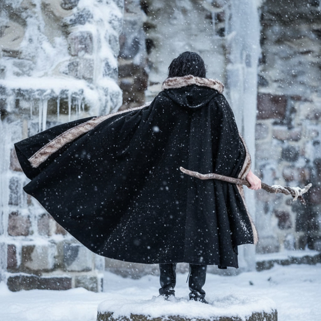 Viking Cloak or Cape With Faux Fur for Men 