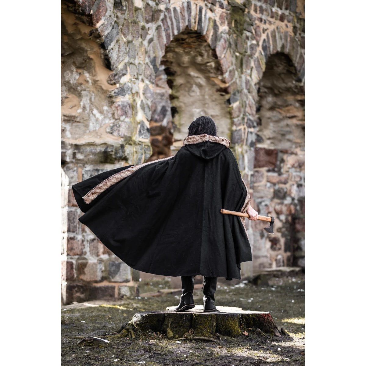 Viking Cloak or Cape With Faux Fur for Men 