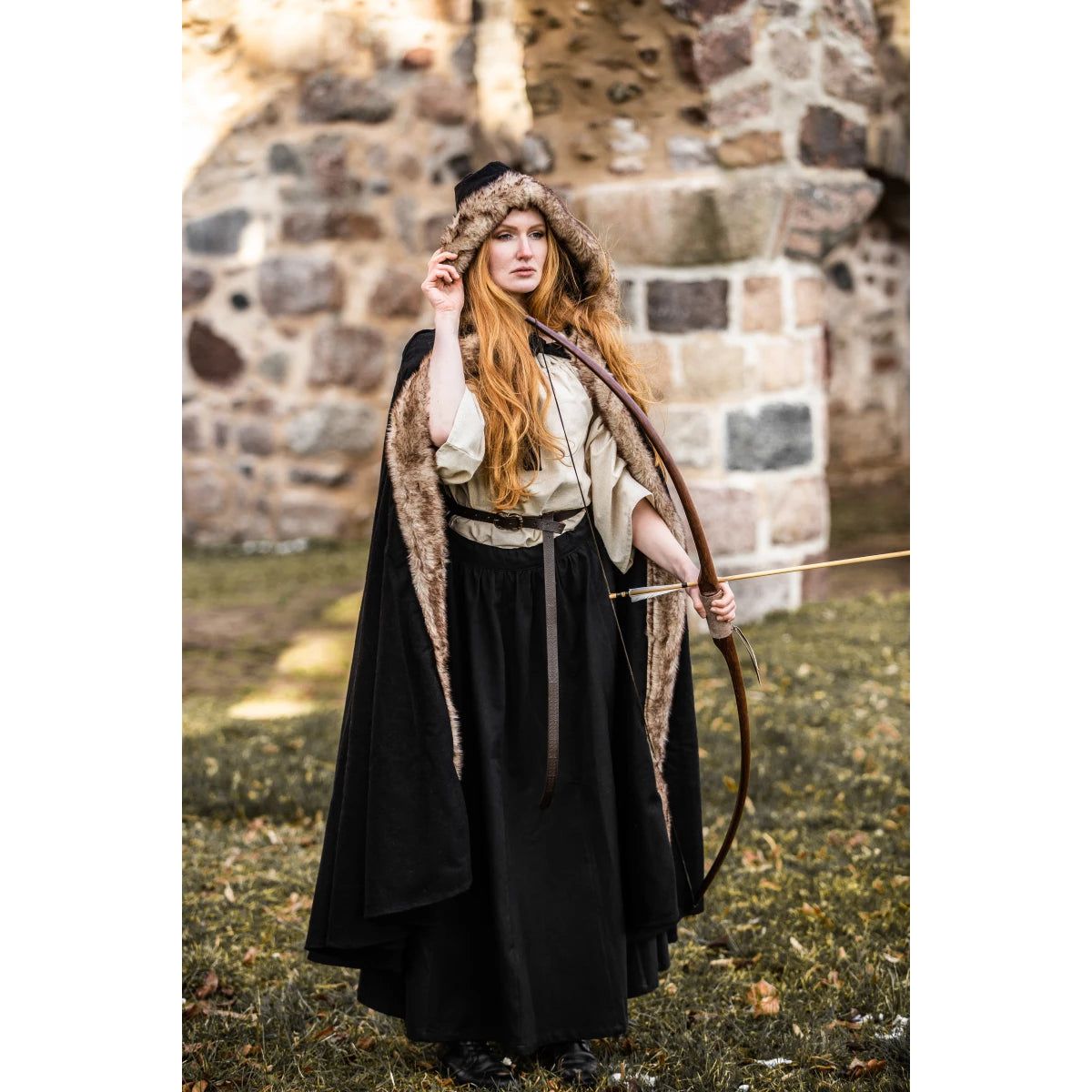 Hooded Viking Cloak or Cape With Faux Fur
