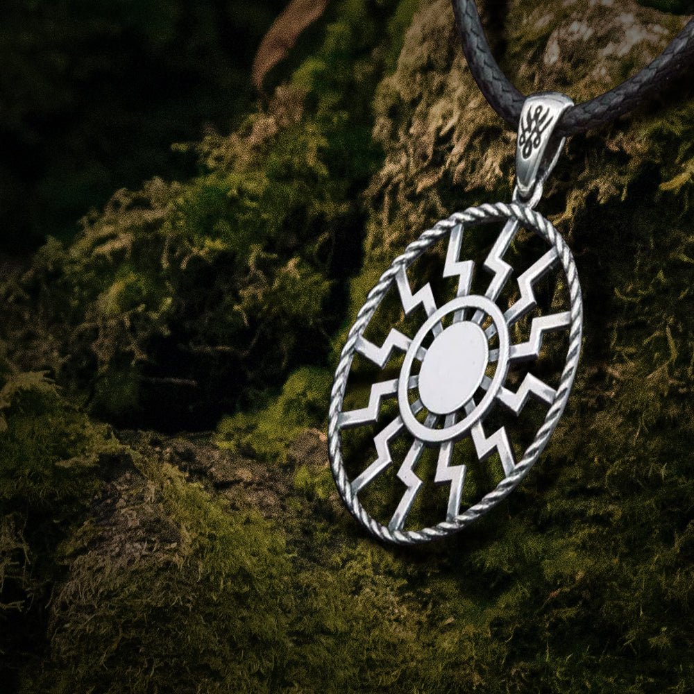 Black Sun Symbol Pendant Sterling Silver Viking Jewelry-1