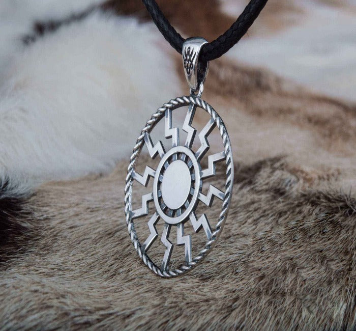 Black Sun Symbol Pendant Sterling Silver Viking Jewelry-4
